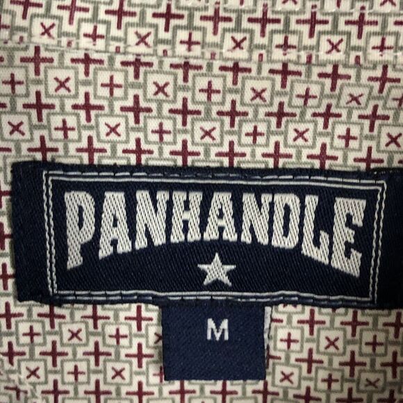 Panhandle Geometric Shirt Mens L Button Up Long/SLV Print Gray Maroon Cotton - Picture 6 of 10